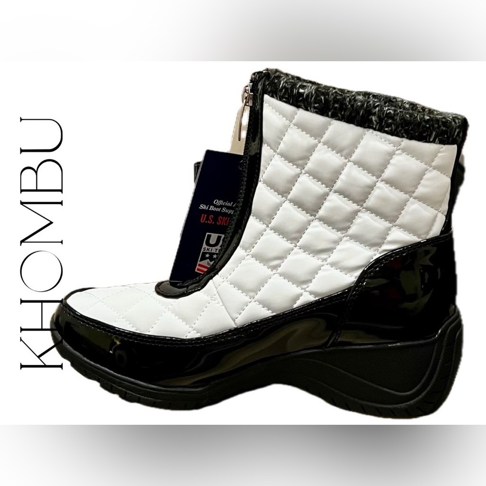 💖NWT KHOMBU Megan Waterproof Front-Zip Winter Quilted Boots